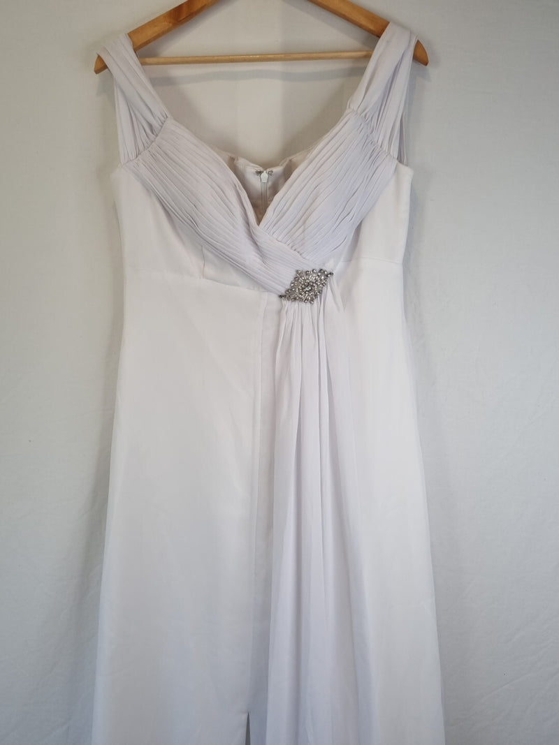 Imoda White Chiffon Sweetheart Off Shoulder Beaded Crystal Wedding Dress Sz 141