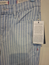 Guess Blue White Stripe Skinny High Rise Jeans Size 283