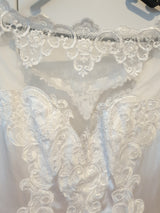 White satin applique organza ruffled wedding dress size 1010