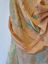 Imoda Chiffon Peach Floral Ruched Layered Wrap Casual Singlet Silk Top Size 85