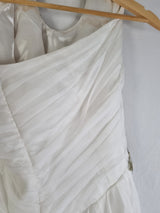 Imoda Ivory Chiffon Ruched Crystal Diamante Beaded Halter Wedding Dress Sz 1211