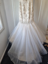 iModa Ivory Champagne Sweetheart Tulle Lace Mermaid Sequin Embroidered Sz 1010