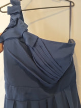 Imoda Navy Blue Chiffon One Shoulder Evening Bridesmaid Mini Dress Sz 183