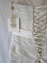 iModa Ivory Ruched Organza Lace A-line Beaded Sequin Embroidered Dress Sz 1214