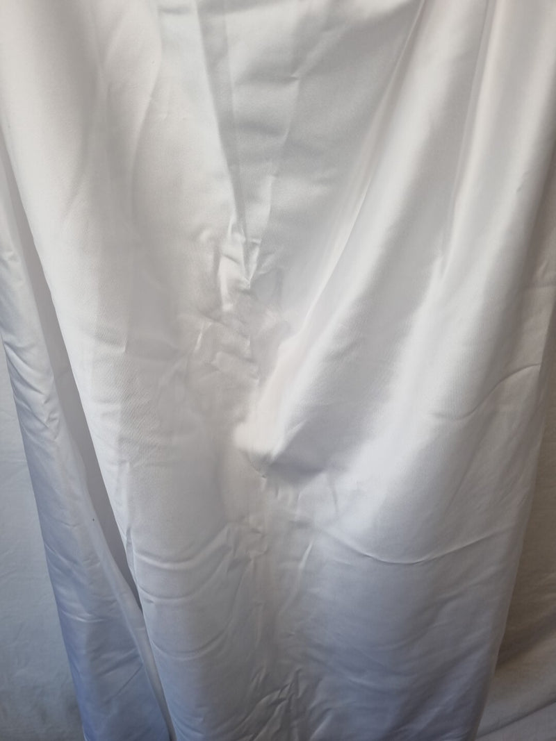 Isabella Faye White Satin Tulle Ruched Beaded One Shoulder Wedding Dress Sz 107