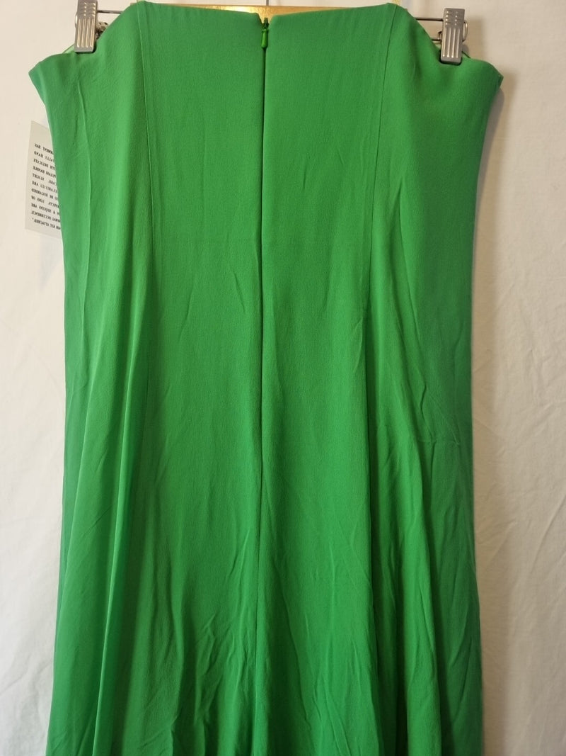 Imoda Chiffon Green Ruched Beaded Strapless Cut Out Evening Bridesmaid Dress 1210