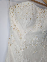 Imoda Ivory Lace Sweetheart Sequin Mermaid Train Wedding Dress Sz 106