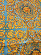 Baroque Style Satin Blue Yellow Fabric 134cm x 10m2