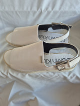 Calvin Klein White Sling Back Buckle Open Toe Espadrilles Shoes Size 392