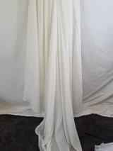 Imoda Ivory Chiffon Ruched Crystal Beaded Train Wedding Dress Sz 88