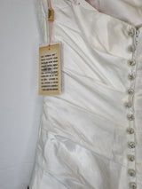 Imoda Ivory Ruched Pleated Beaded A-line Train Wedding Dress Sz 1012