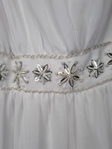 Imoda White Chiffon Gathered Beaded One Shoulder Empire Wedding Dress Sz 128