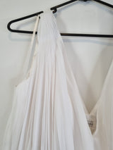 Imoda White Chiffon V neck Ruched Pleated Grecian Wedding Dress Sz 144