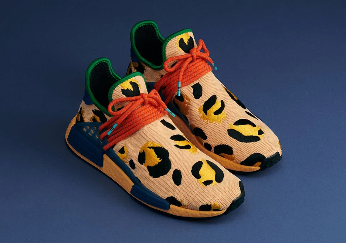 Adidas x Pharrel Williams HU NMD Animal Print Amber Orange Blue HP3221 US 80