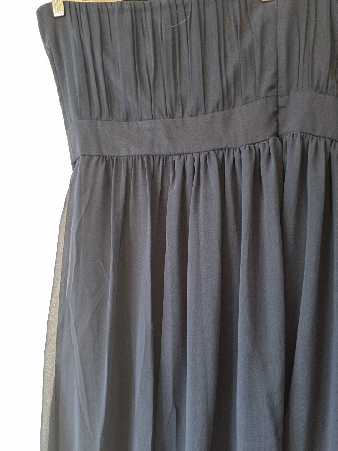 Imoda Navy Blue Chiffon Ruched Strapless Evening Bridesmaid Maxi Dress Sz 2610