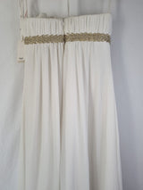 Imoda Ivory Gold Sweetheart Crepe Chiffon Embroidered Beaded Wedding Dress Sz 129