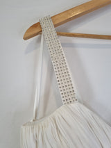 Imoda Ivory Chiffon Sweetheart Ruched Crystal Beaded Wedding Dress Sz 107