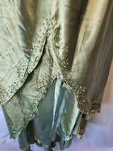 Giovanni Satin Green Ruched Beaded Halter Neck Evening Bridesmaid Dress Sz 107