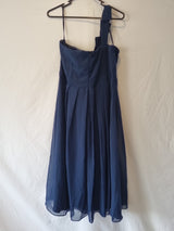 Imoda Navy Blue Chiffon One Shoulder Evening Bridesmaid Mini Dress Sz 188