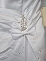 Imoda White Satin Off Shoulder Beaded Ruched Wedding Dress Sz 105