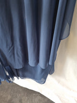 Imoda Navy Blue Chiffon Ruched Braid-strap Evening Bridesmaid Maxi Dress Sz 289