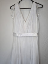 Imoda White Chiffon Gathered Pleated Grecian Empire Wedding Dress Sz 109