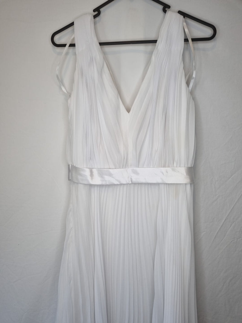 Imoda White Chiffon Gathered Pleated Grecian Empire Wedding Dress Sz 109