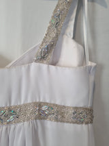 Imoda White Chiffon Sweetheart Beaded Ruched Empire Wedding Dress Sz 812