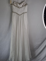 Imoda Ivory Chiffon Sweethear Ruched Crystal Diamante Beaded Wedding Dress Sz 108
