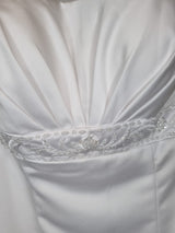 Isabella Faye White Satin Embellished Beaded A-line Wedding Dress Sz 147