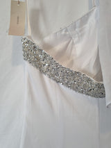 Imoda White Chiffon Beaded Ruch Halter Neck Empire Wedding Dress Sz 1212