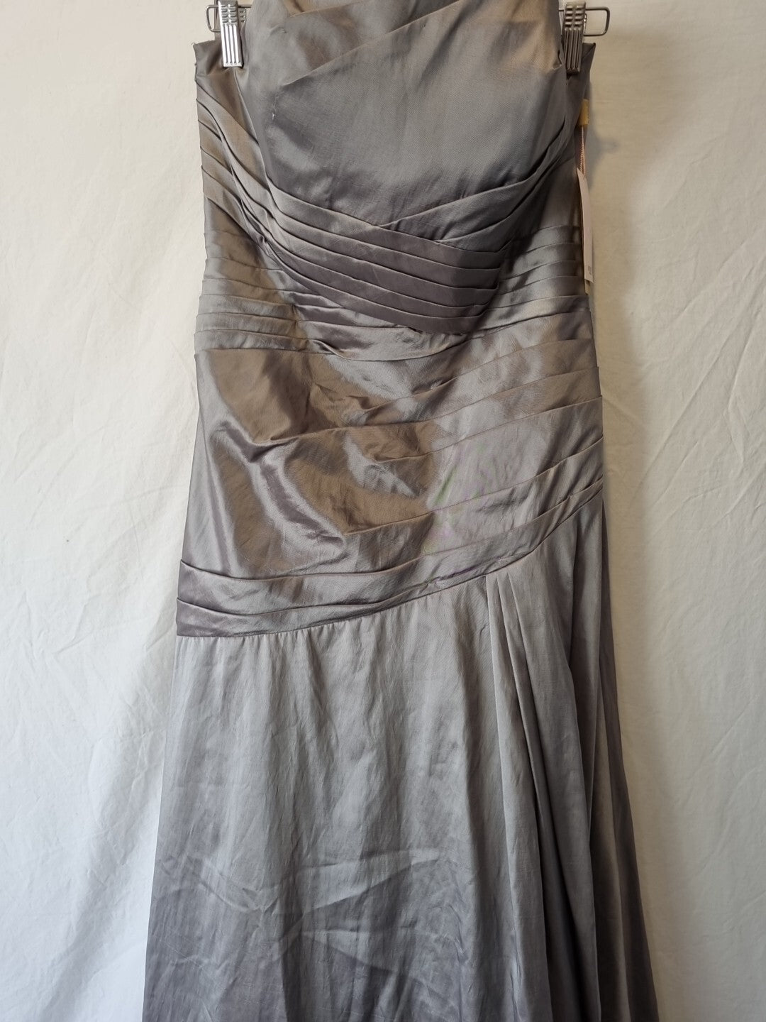 Imoda Grey Taffeta Ruched Pleat Strapless Evening Bridesmaid Dress Sz 101