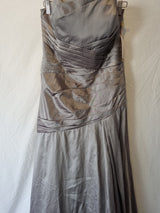 Imoda Grey Taffeta Ruched Pleat Strapless Evening Bridesmaid Dress Sz 101