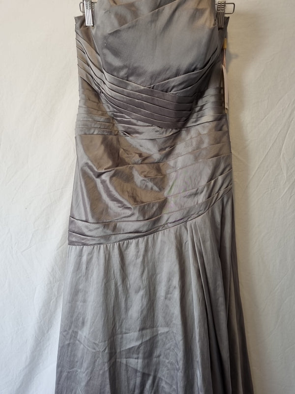 Imoda Grey Taffeta Ruched Pleat Strapless Evening Bridesmaid Dress Sz 101