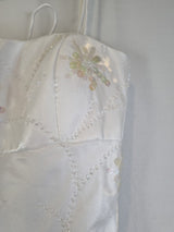 Imoda White Satin Beaded Sequin Backless Wedding Dress Sz 104