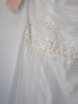 Imoda White Satin Tulle Beaded Applique Ruched Wedding Dress Sz 127