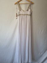 Imoda White Chiffon Sweetheart Beaded Ruched Empire Wedding Dress Sz 87