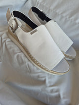 Calvin Klein White Sling Back Buckle Open Toe Espadrilles Shoes Size 394