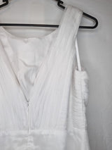 Imoda White Chiffon Ruched Pleated Crystal Grecian Empire Wedding Dress Sz 810