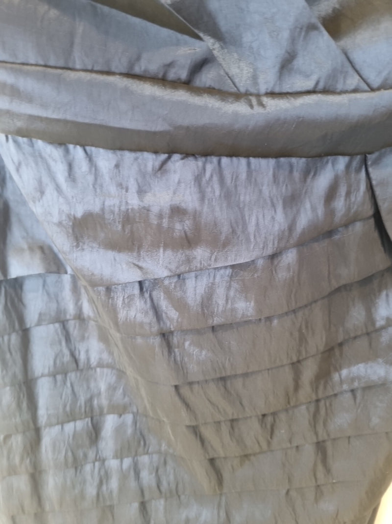 Imoda Navy Blue Taffeta Layered Strapless Evening Bridesmaid Mini Dress Sz 165