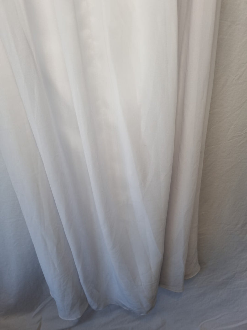 Imoda White Chiffon Gathered Beaded One Shoulder Empire Wedding Dress Sz 129