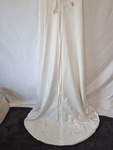 Imoda Ivory Satin Sweethesrt Beaded Train Wedding Dress Sz 811