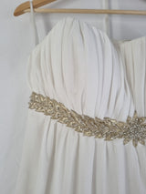Imoda Ivory Gold Sweetheart Crepe Chiffon Embroidered Beaded Wedding Dress Sz 124