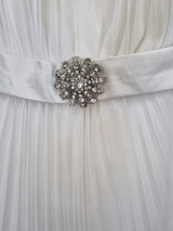 Imoda White Chiffon Gathered Pleated Grecian Empire Wedding Dress Sz 104