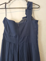 Imoda Navy Blue Chiffon One Shoulder Evening Bridesmaid Long Maxi Dress Sz 2411