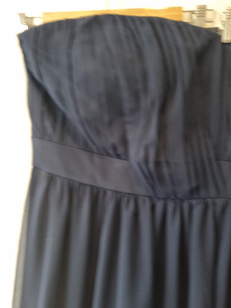 Imoda Navy Blue Chiffon Ruched Strapless Evening Bridesmaid Maxi Dress Sz 284