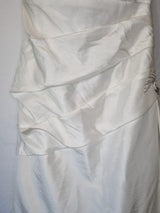 Imoda Ivory Ruched Pleated Beaded A-line Train Wedding Dress Sz 106