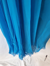 Imoda Chiffon Blue Ruched Beaded One Shoulder Evening Bridesmaid Silk Dress Sz1010