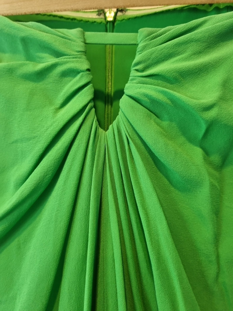 Imoda Chiffon Green Ruched Beaded Strapless Cut Out Evening Bridesmaid Dress 124