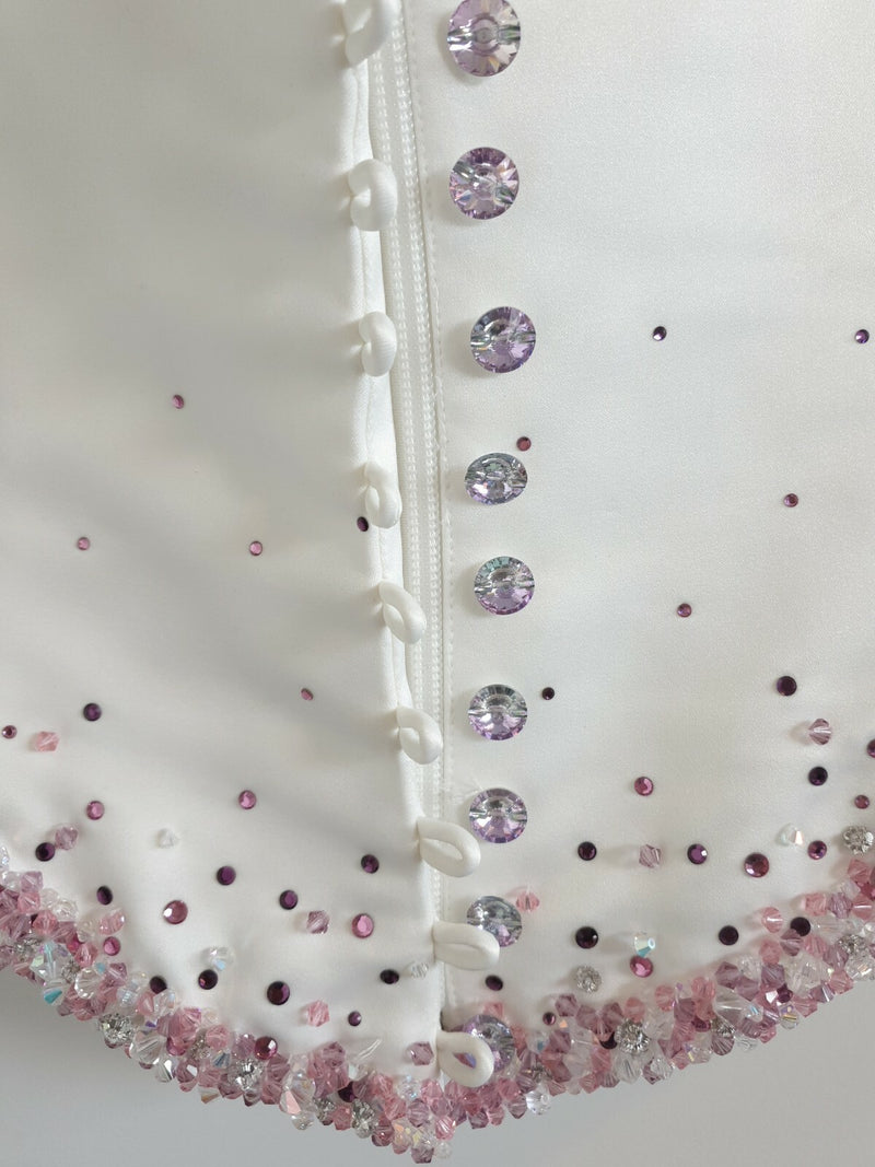 Essence ivory strapless bridal bustier pink beading UK 83